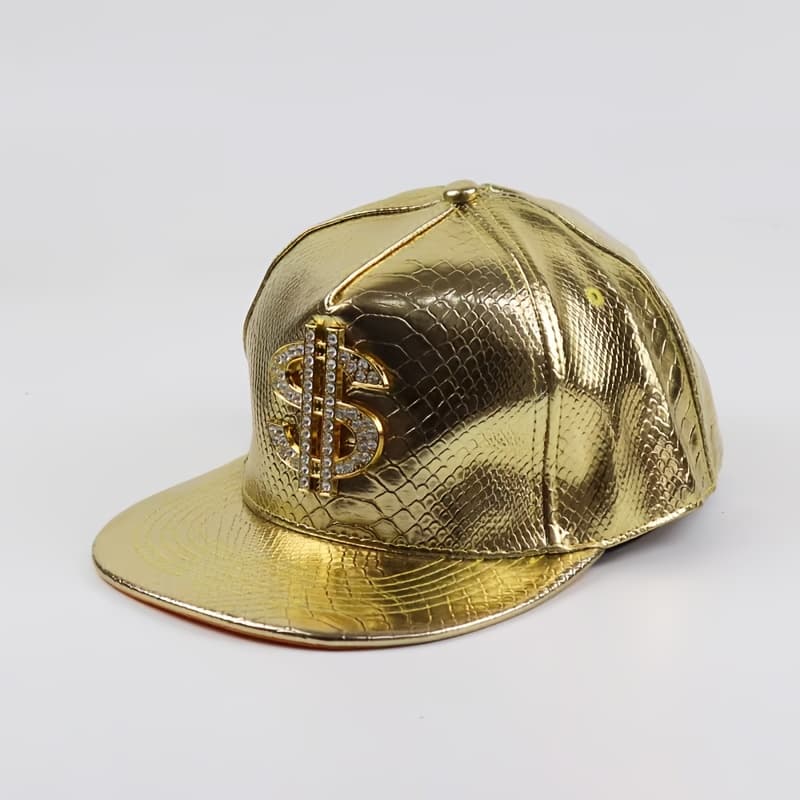 TEMU Flat Brim Baseball With Cool Dollar Decoration And Scale Pattern, Adjustable Hip Hop Hat For Outdoor Sports, Casual Wear, Spring/autumn Travel, Beach Vacation Fashion