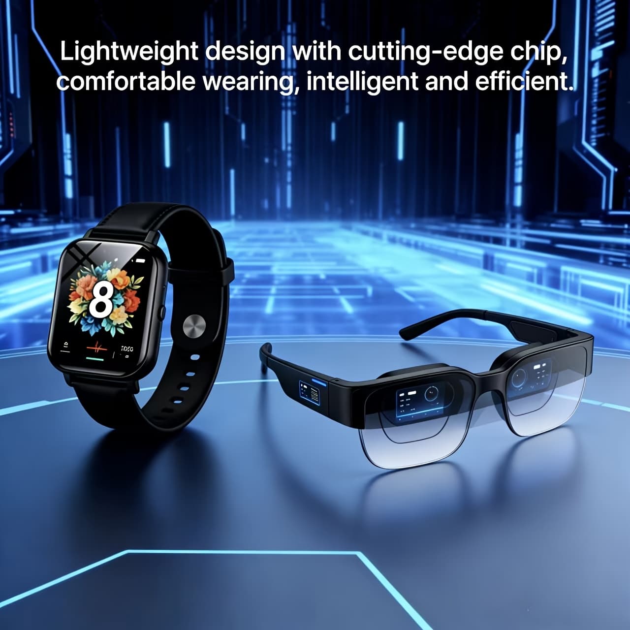 TEMU New Smart 2pcs Set: Smart Translator Ai Glasses + Popular Smart Watch, High-end For , Touch Control, Perfect Of Fashion And Technology (excluding Gift Box)