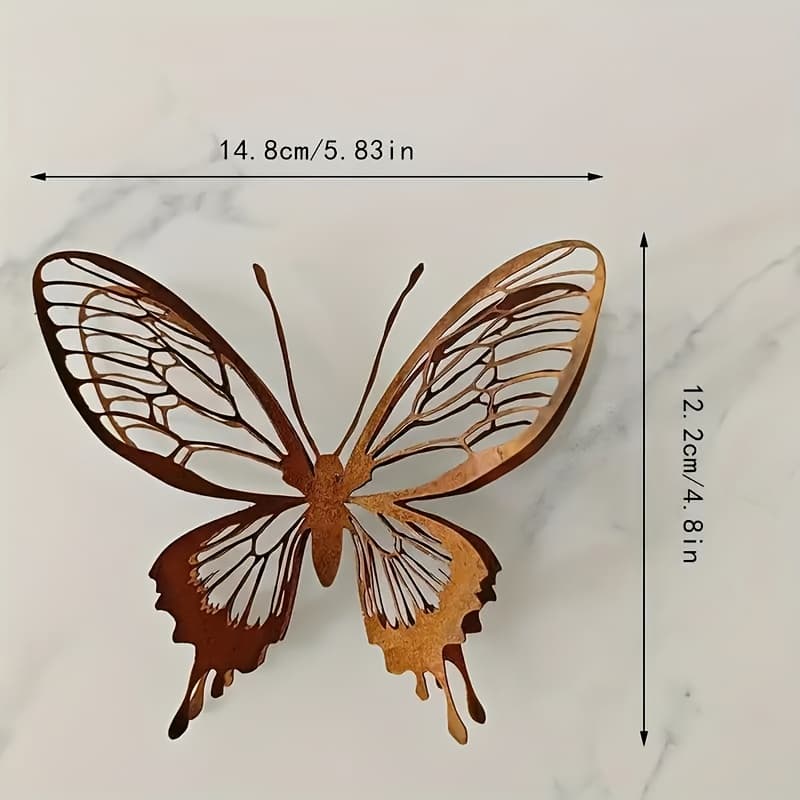 TEMU 1 Vintage Metal 8-wing Garden Sculpture - Rustic Iron Outdoor Wall Decor For Patio, Yard - Unique Nature-inspired Gift For Home & Garden Enthusiasts, Ornament, Vintage Style
