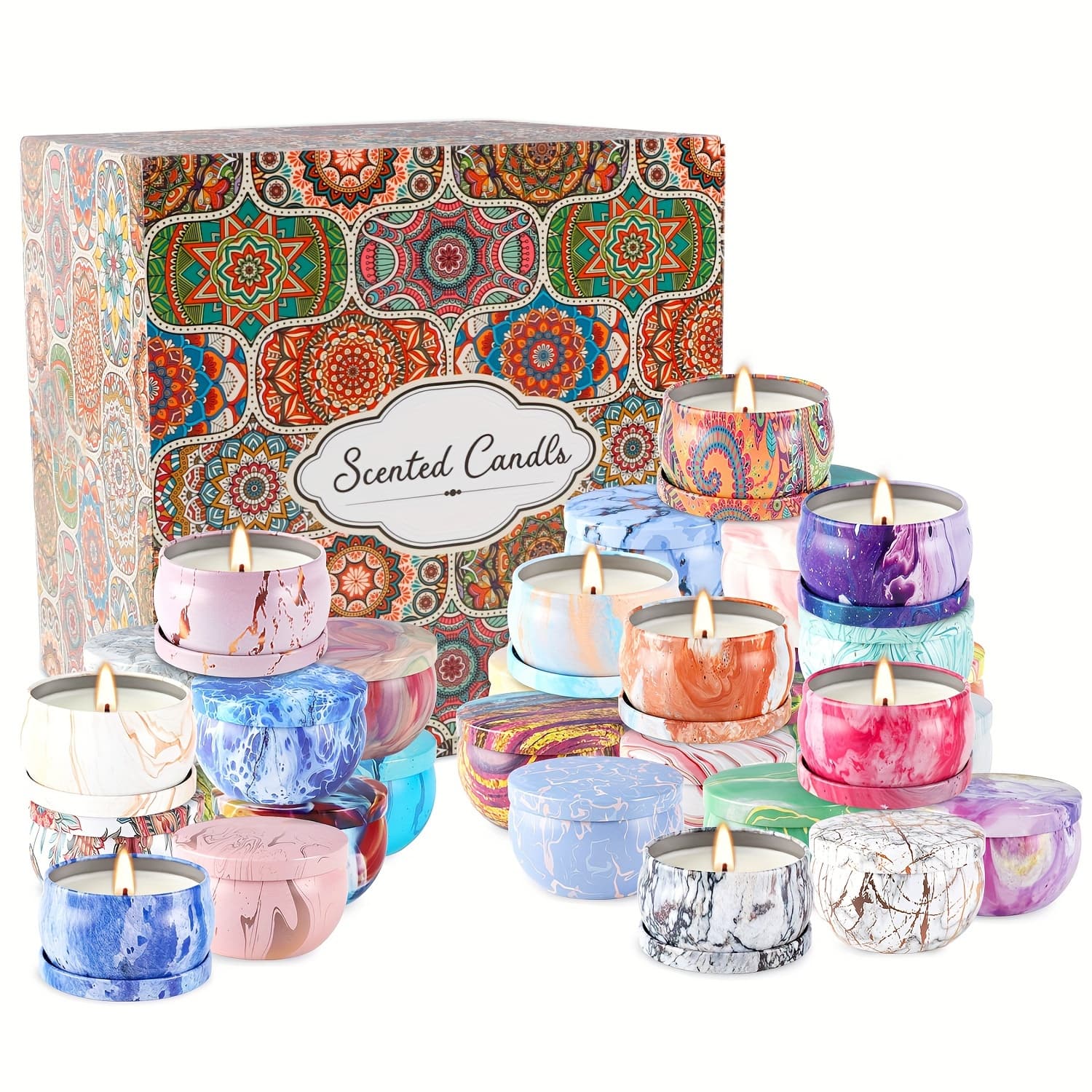 TEMU 36 Smoke-free Drip-free Marble-pattern Candles, With A Long-lasting Fragrance Of 12 Hours, Suitable For Family , Weddings, Churches, And Parties. Are The For Patriotic-themed Event Giveaways.