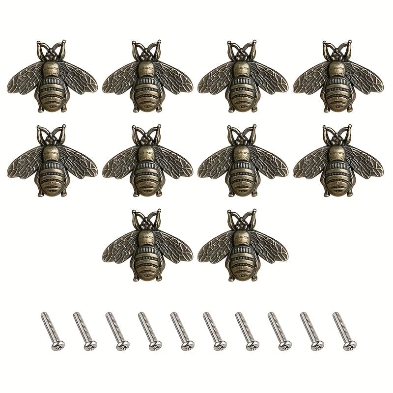 TEMU 10pcs Antique Bronze Bee Cabinet Pulls, Furniture Drawer Handle, Alloy Metal Drawer Handles, Polished , Beehive Hardware For Home Decor And Kitchen Cabinets