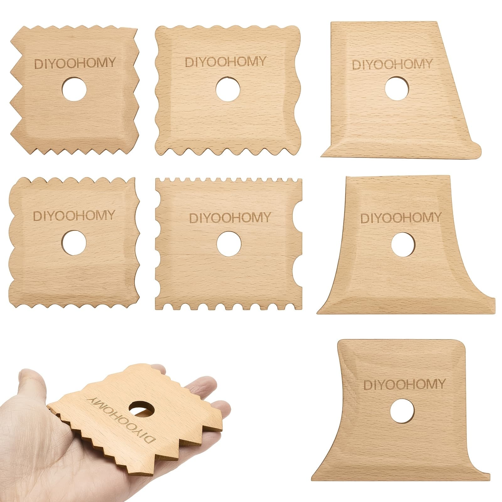 TEMU Diyoohomy 7pcs Pottery Ribs Foot Shaper Trimming Tools Clay Texture Ribs Mud Throwing Clay Ceramic Pottery Smoothing Shapes Sculpting Carving Wooden Diy Supplies