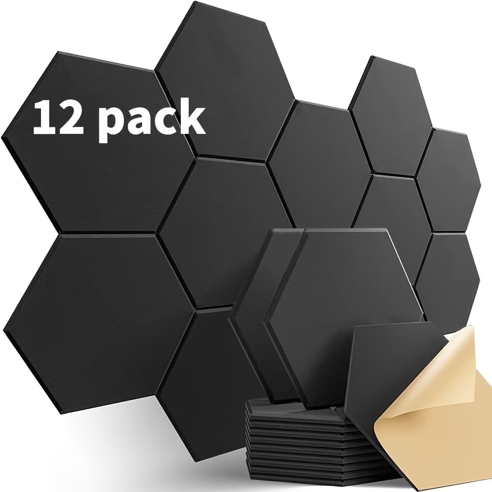 TEMU 12pcs Of High-density Self-adhesive Soundproof Panels, Measuring 30cm X 26cm X 1cm, Suitable For Home Theaters, Recording , And Offices To Eliminate , Reduce Noise, And Decorate Walls
