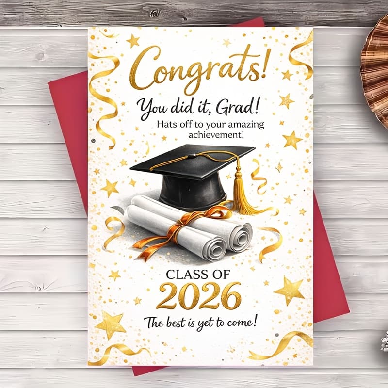 TEMU A Card And An Envelope To Graduation, Featuring With A And For The Class Of 2026, Suitable As A Gift From Family, , Or Teachers For Or Party