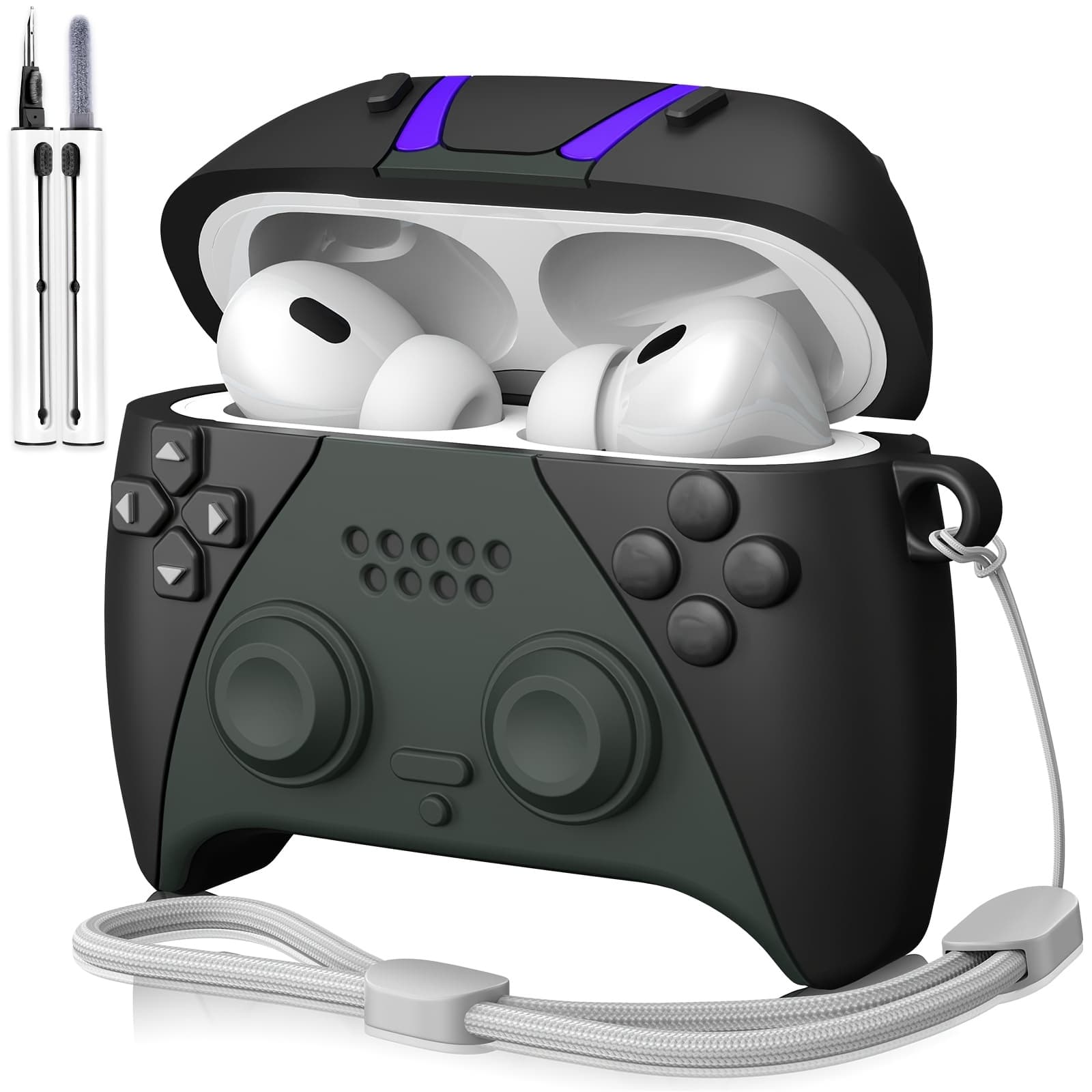 TEMU Protective Cover For , Featuring A Cleaning Kit And A Soft Silicone Design Resembling A 3d Game Controller, Designed To Shocks For The For Airpods Pro Charging Case