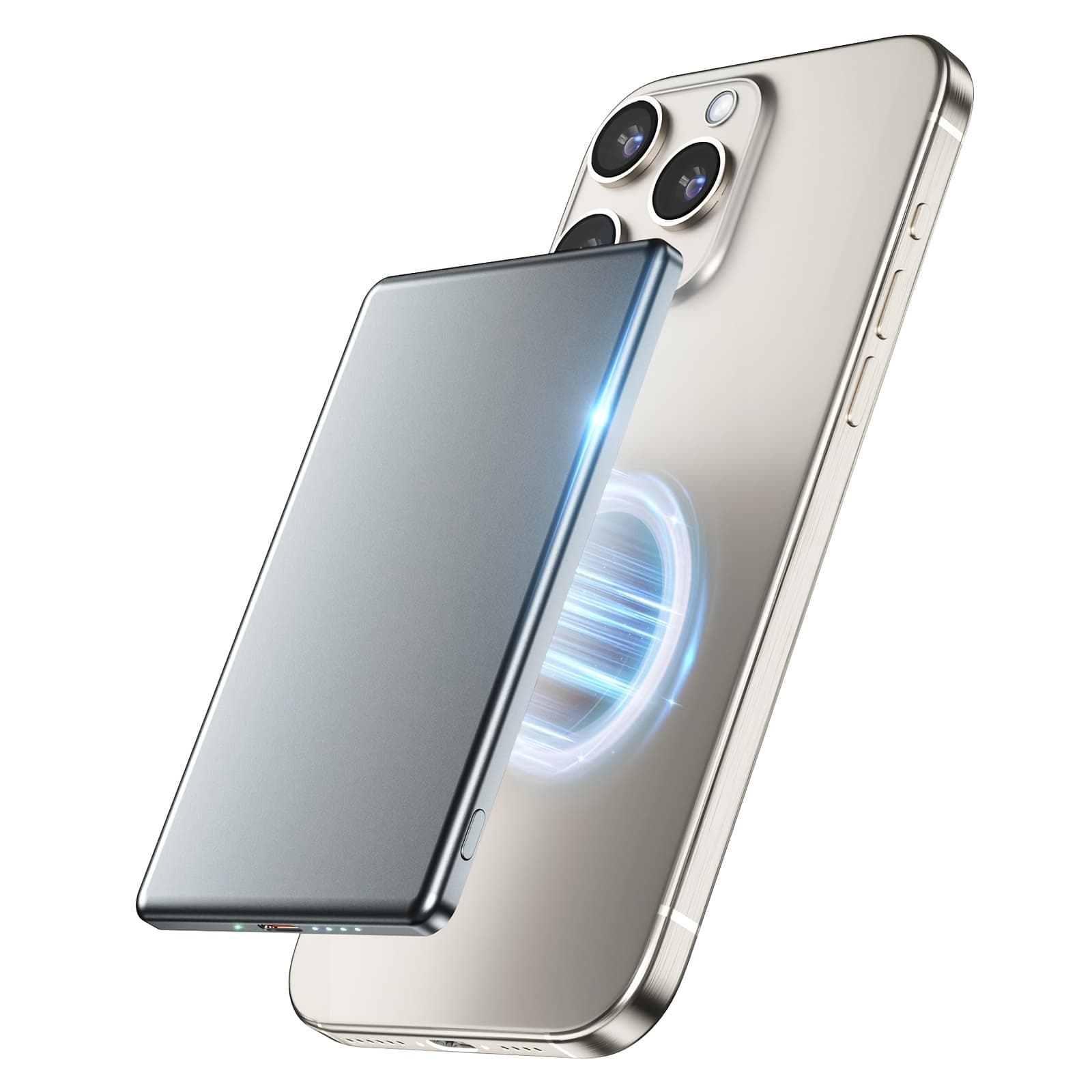 TEMU Ultra-thin 5000mah Wireless Power Bank With Magnetic Charging, Supports 15w Fast Charging For Iphone 17/16/15/14/13/12 Series, Suitable For Travel, Business Trips, And Relief.