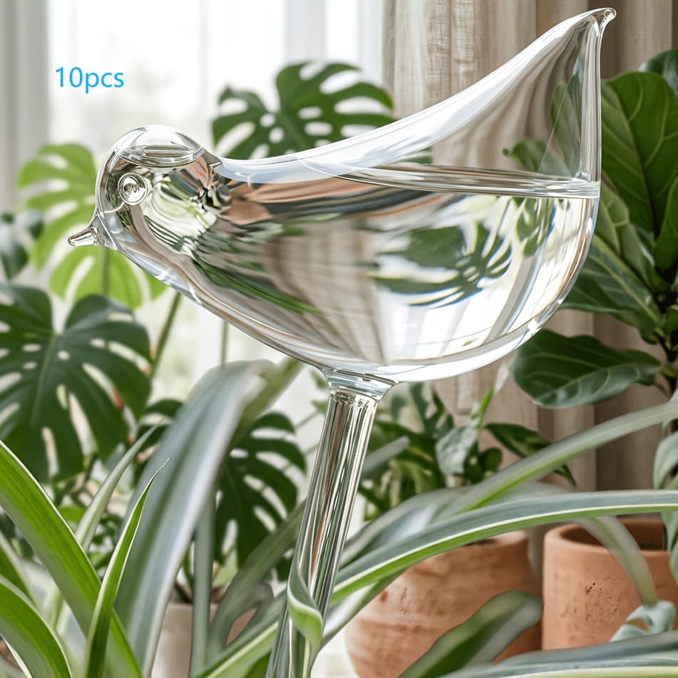 TEMU 10pcs Transparent Bird Watering Flowers, European And Watering Flowers