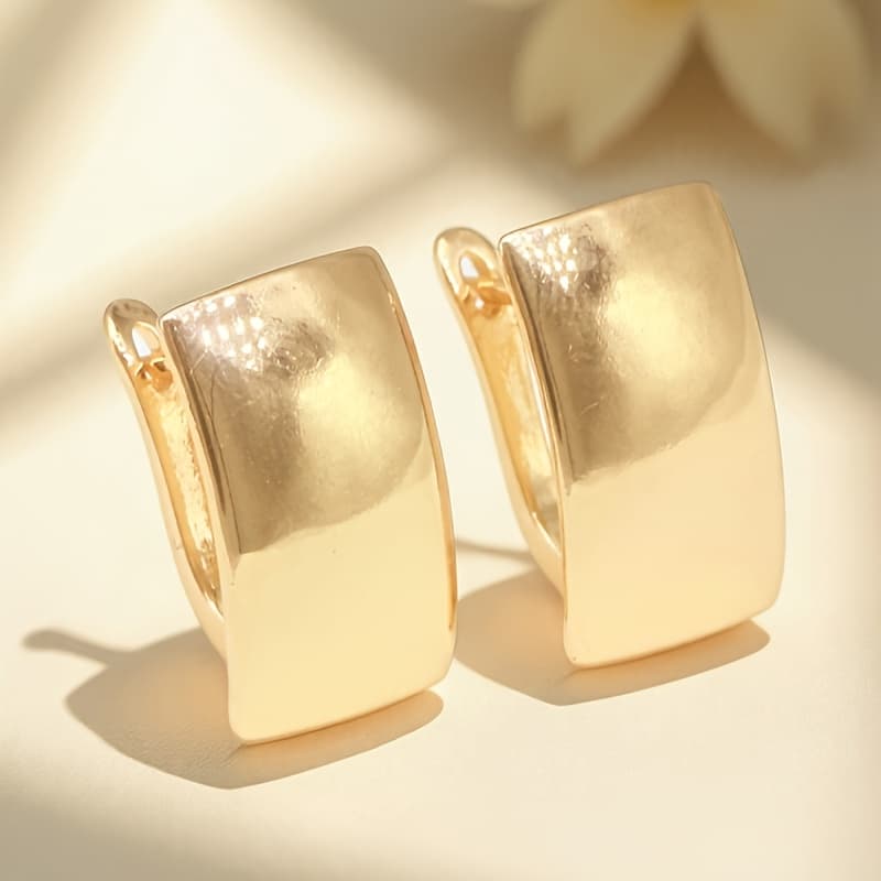 TEMU Women's Minimalist Geometric Earrings - Retro/modern Hoops & , Smooth Curve/linear/angle Designs, European For Daily Wear, Anniversary & Valentine's Gift, Jewelry - Versatile For Face Shapes