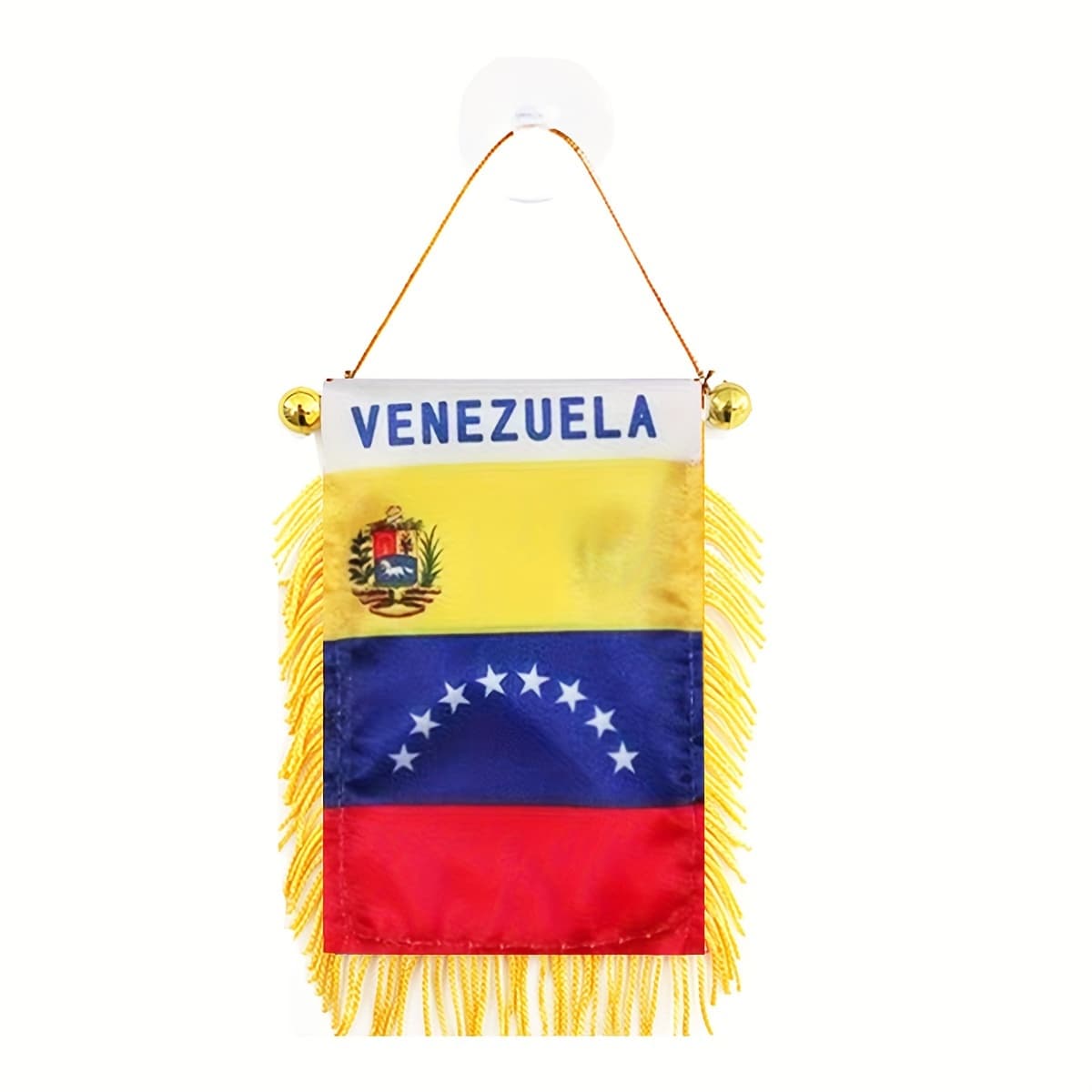 TEMU 1pc Venezuela Window Hanging Flag 3x4 Inch 8x12cm Double Sided Mini Flag Banner Car Rearview Mirror Decor Fringed Hanging Flag With Suction Cup