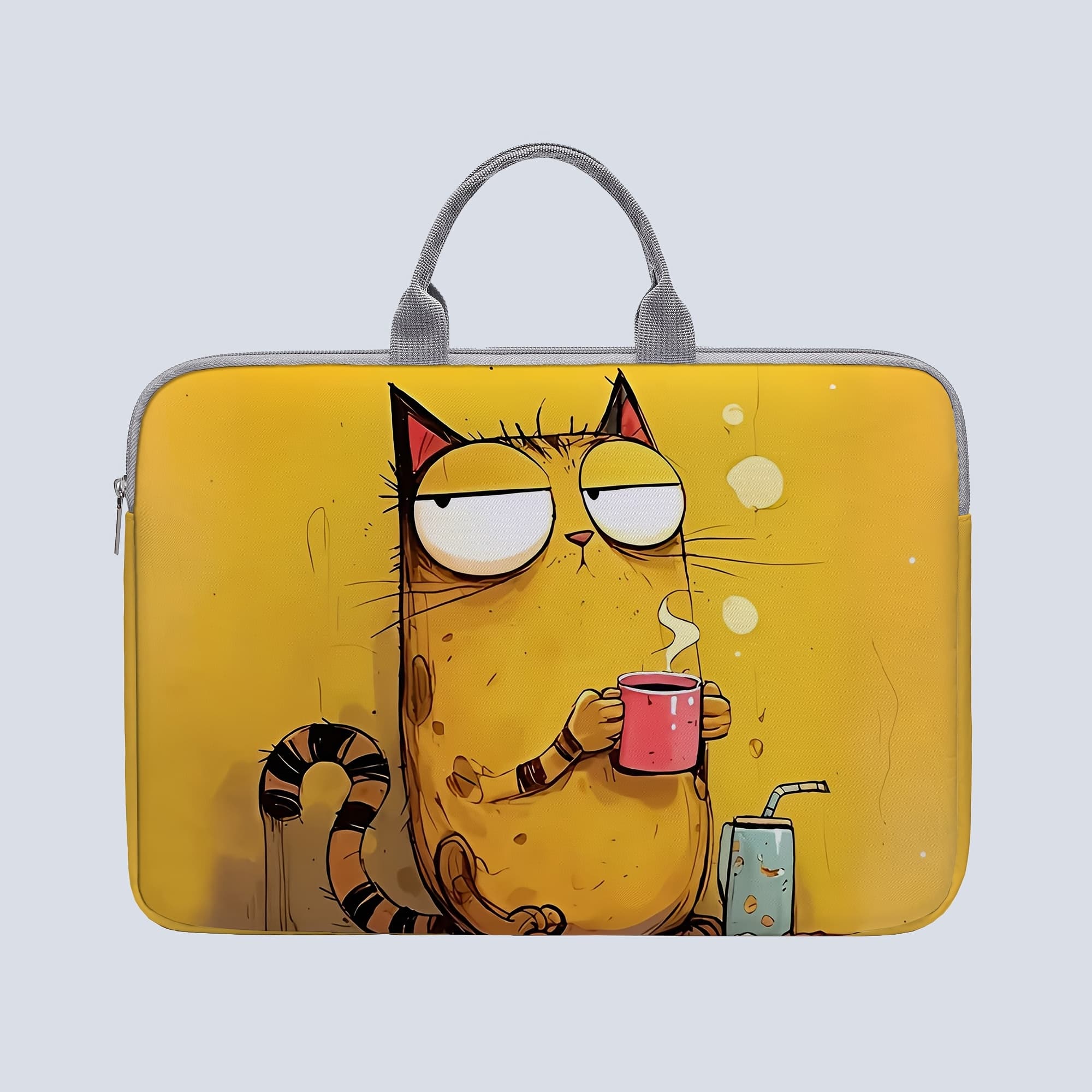 TEMU [1 Laptop Bag] Cat-print Laptop Bag, Briefcase-style Fabric Bag, Fits 14-inch Laptops, Soft Laptop Sleeve, Briefcase-style Tablet Case, Zippered Laptop Bag, Laptop Case