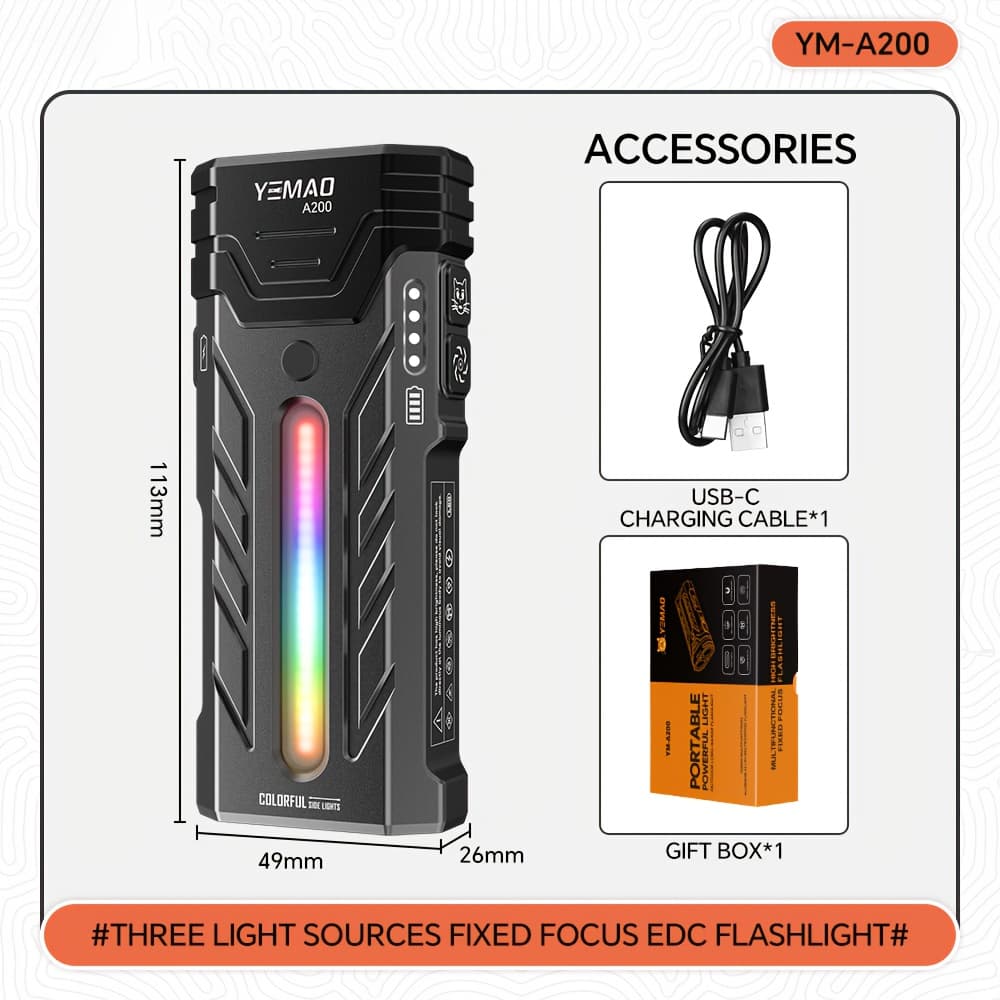 TEMU 5000 Rgb Lamp With Metal Clip Work Flashlight Magnetic Edc Torch For &