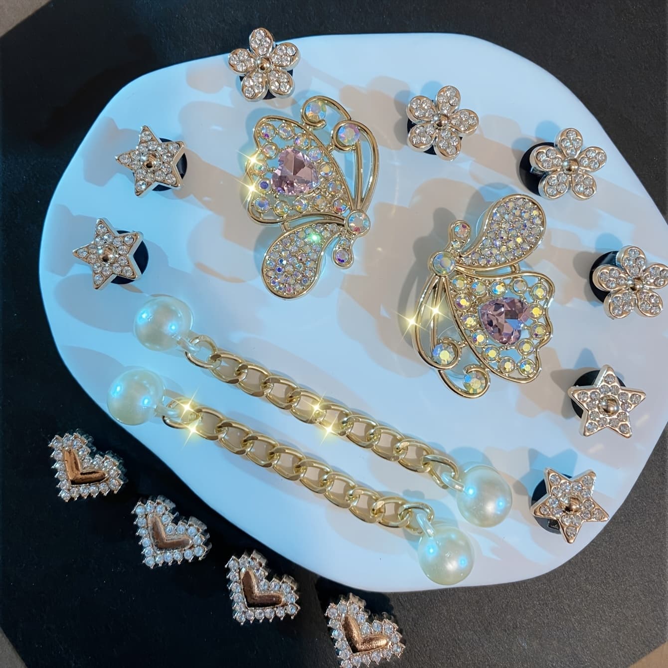 TEMU 16pcs Diy Detachable Shoe Accessories Love, Shoe Decoration Chain, Fashionable And Versatile Decorations Suitable For Shoes