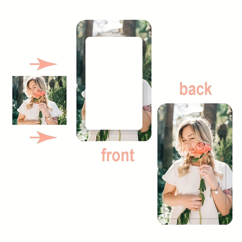 TEMU 2d [customization] Photo Custom Dual-sided Card Holder And Personalized Round Badge Retractable Clip, Abs Material, With Retractable Reel, Retractable Id Badge Clip