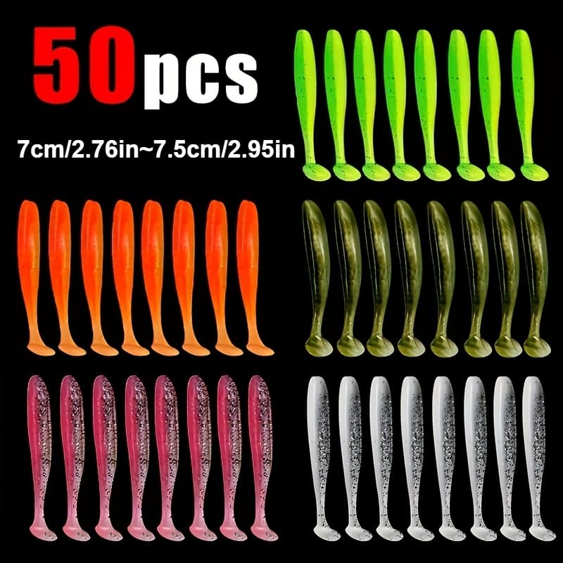 TEMU 50pcs/box Soft Fishing Lure: 50pcs Paddle Tail Swimbaits For Catches!