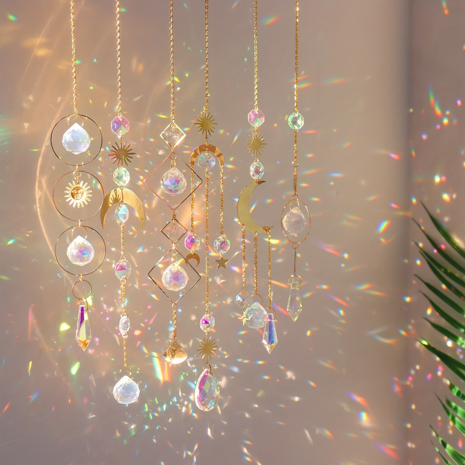 TEMU 6 Colorful Crystal Catchers With Pendant Chains For Decorating Crystal Balls, Used For Windows, Family Gardens, Christmas Parties, Wedding Decorations