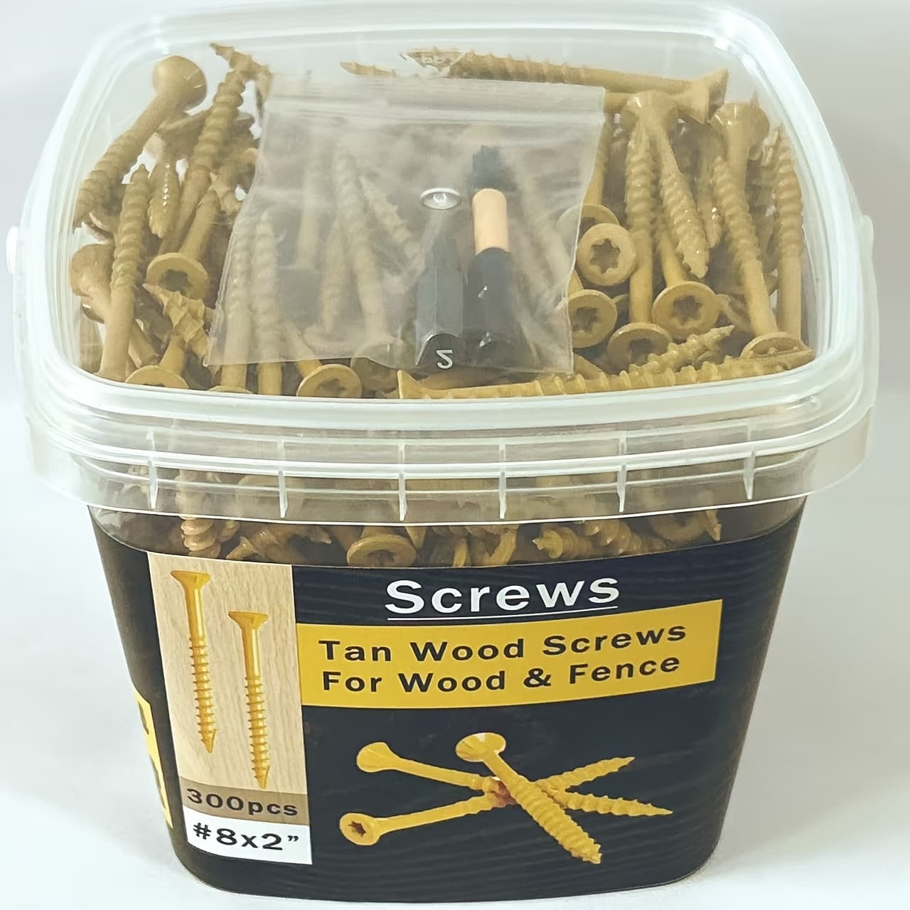 TEMU 300pcs Deck Screw Set T25 Slot Head Self-tapping Wood Screws External Deck Screws, #8x2" Anti-rust External Deck Screws, Yellow Galvanized - - Perfect For Wood Fixation
