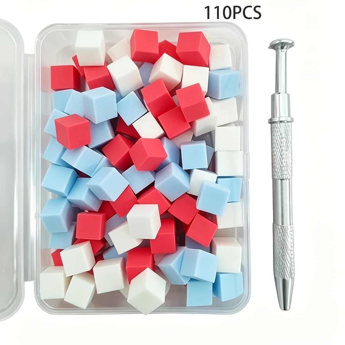 TEMU 110pcs Gradient Nail Art Kit - Soft Sponge And Dotting Pen, Red, White, And , , Suitable For Nail Salons And Home Use