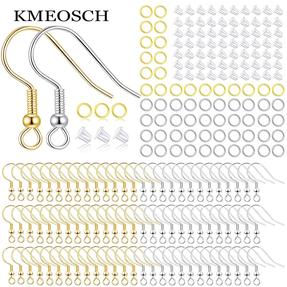 TEMU Hypoallergenic Earring Hooks, 600pcs Earring Making Supplies Kit With Earring Hooks, Jump Rings And Earring Backs For Jewelry Making (silvery And Golden)