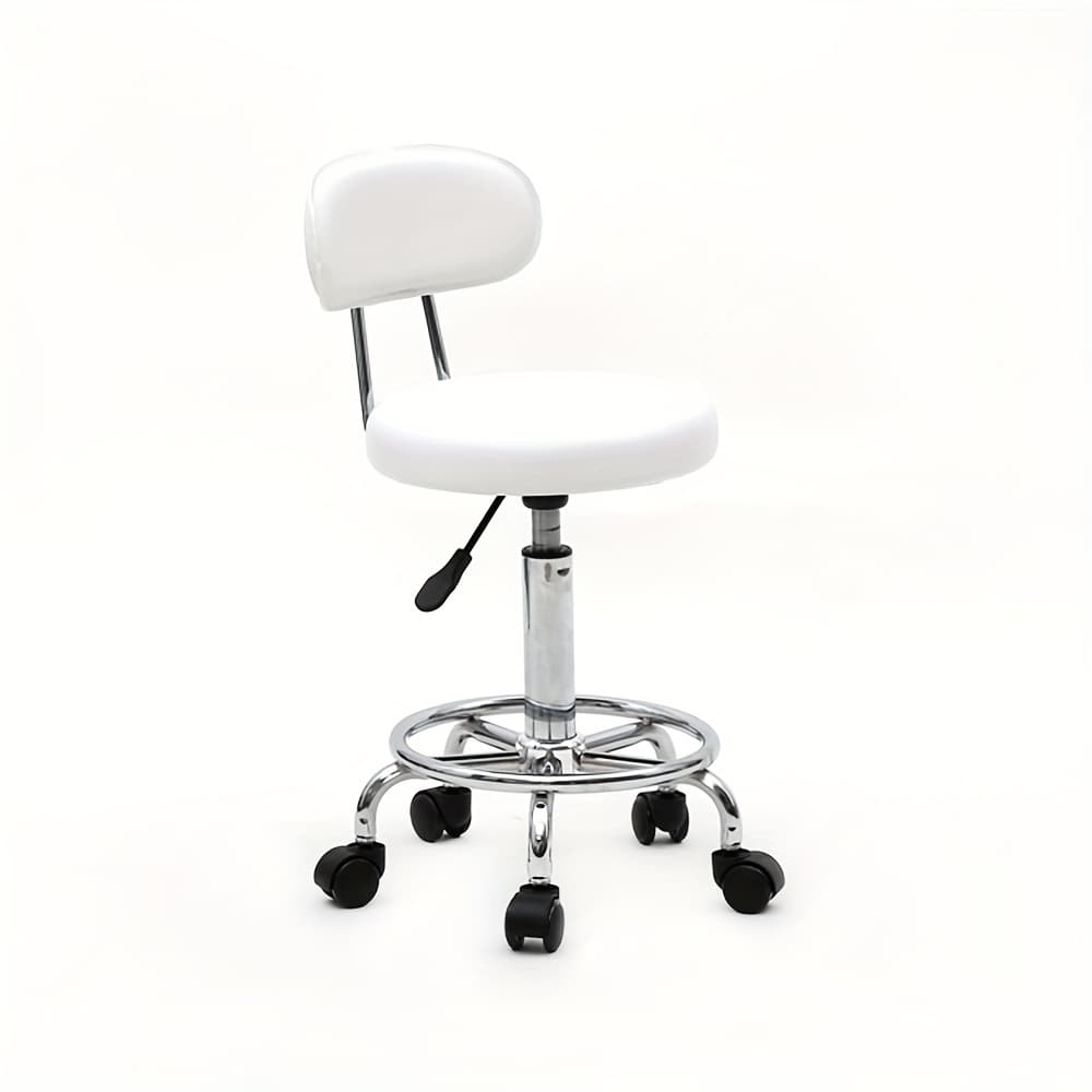 TEMU Round Shape Adjustable Salon Stool With Back And Line White