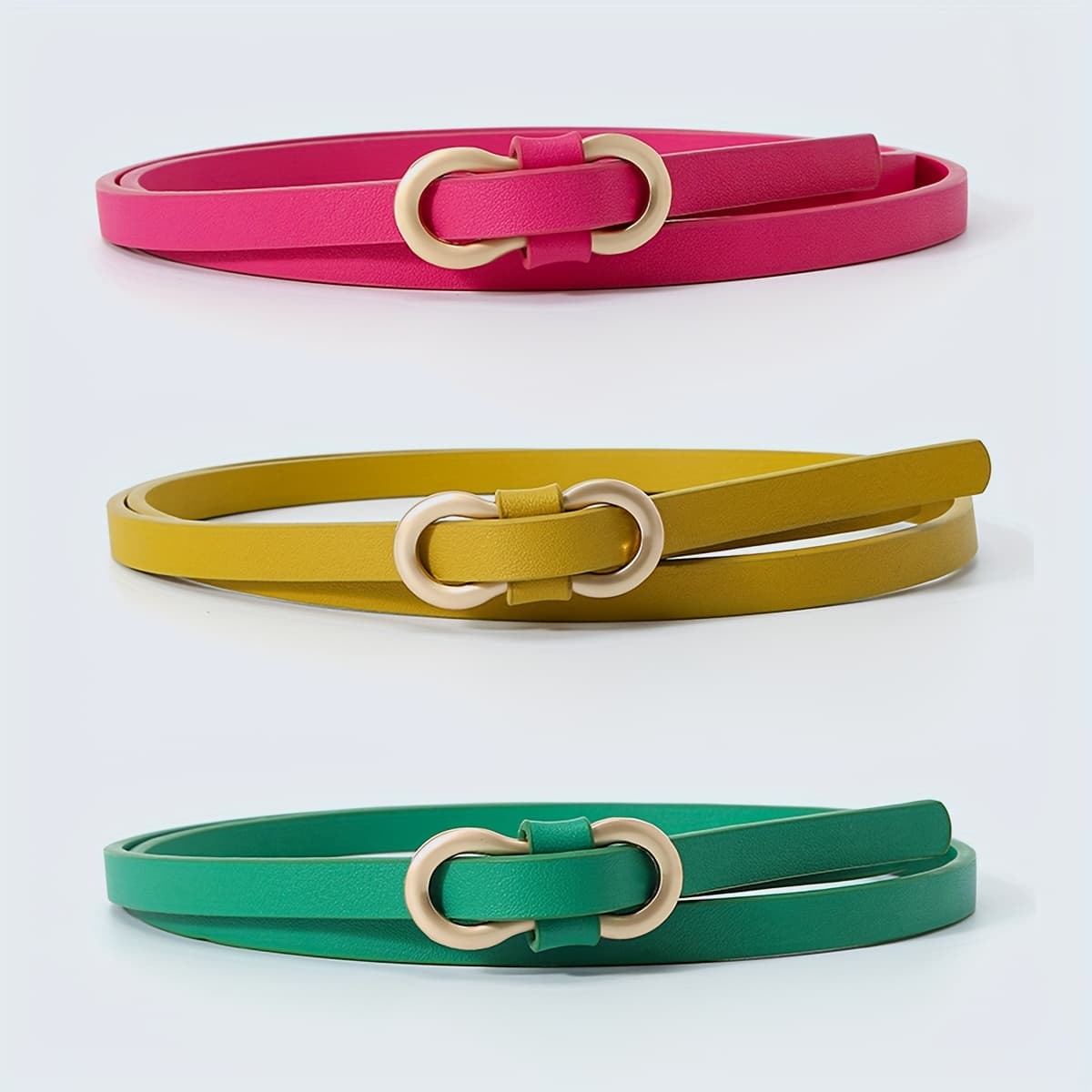 TEMU 3-strip Pack/set Fashion Summer Easy 8-letter Thin Waist Belt Decoration Jeans Dress Daily Small Belt Suitable For Gifting