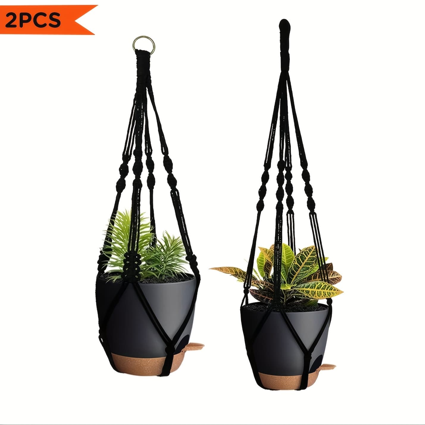 TEMU 2 Pack Self Watering Hanging Planters Macrame Plant Hangers, 2 Different Size Hanging Baskets, Plant Hanger With Hooks For Garden Home Decor