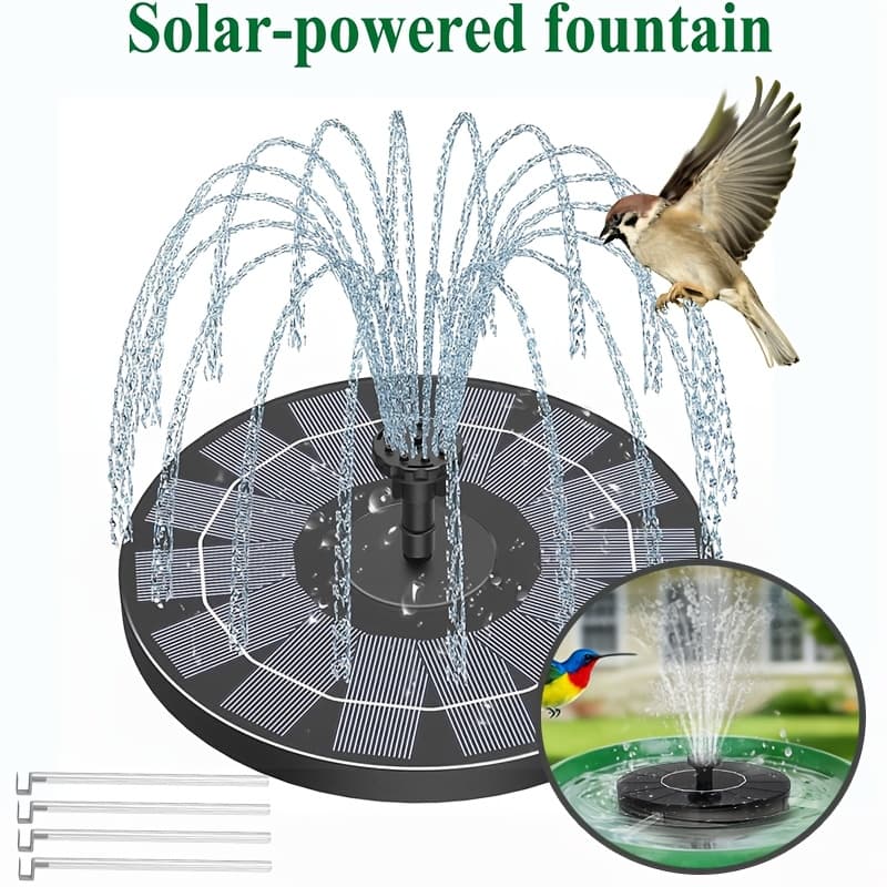 TEMU Ipx8, Upgraded Solar Fountain Pump, Durable Disc Fountain, Suitable For And Outdoor Decorative Water , Diy Detachable Solar Fountain, Elegantly Designed , Mobile Bird Feeder To Birds.