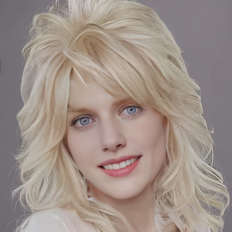 TEMU Medium Length Fashion Hairstyle Golden Blonde Layered Wavy Synthetic Hair Wigs Women Daily Use Wig, Halloween Wig, Party Wig