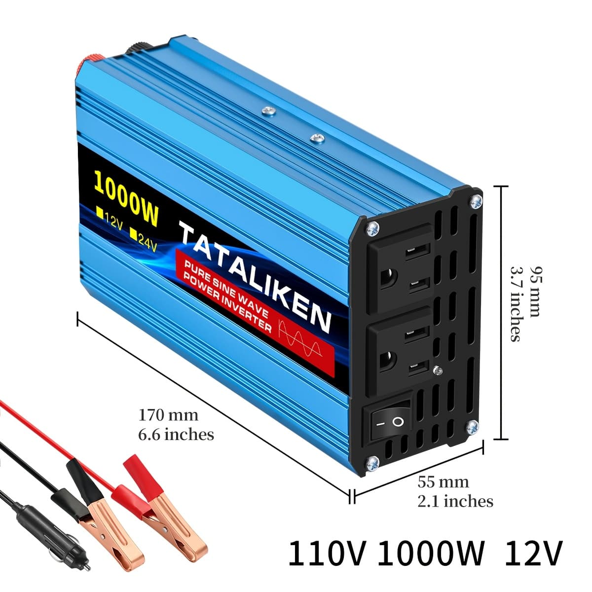 TEMU Pure Sine Inverter 400w/1000w Power Inverter 12v To 110v Socket, Suitable For Home Use During Halloween And Christmas Holidays