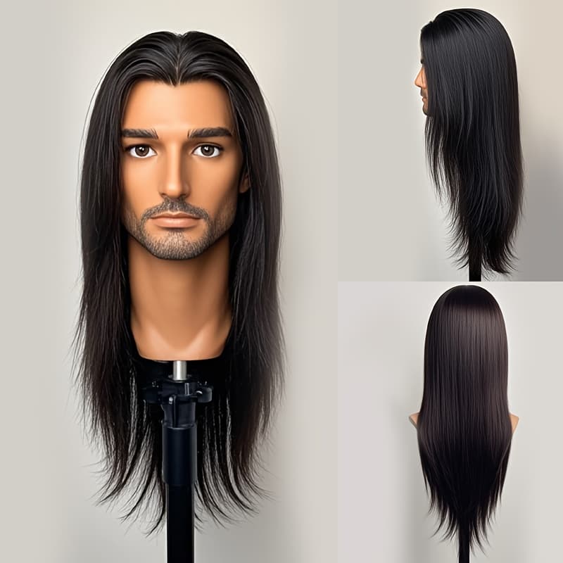 TEMU Black Straight Middle Parted Wig, Durable And Comfortable, No , Suitable For Party Costumes, Role Play And Special Occasions