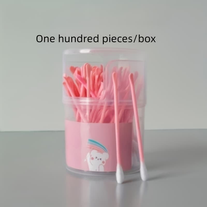 TEMU Each Box Contains 100 Swabs In A **2-in-1 Cleaning Set**, Including Swabs And Spoons. The Soft Tips , Making Them Ideal For Cleaning Tasks. Are Laboratory Supplies With A Portable Design