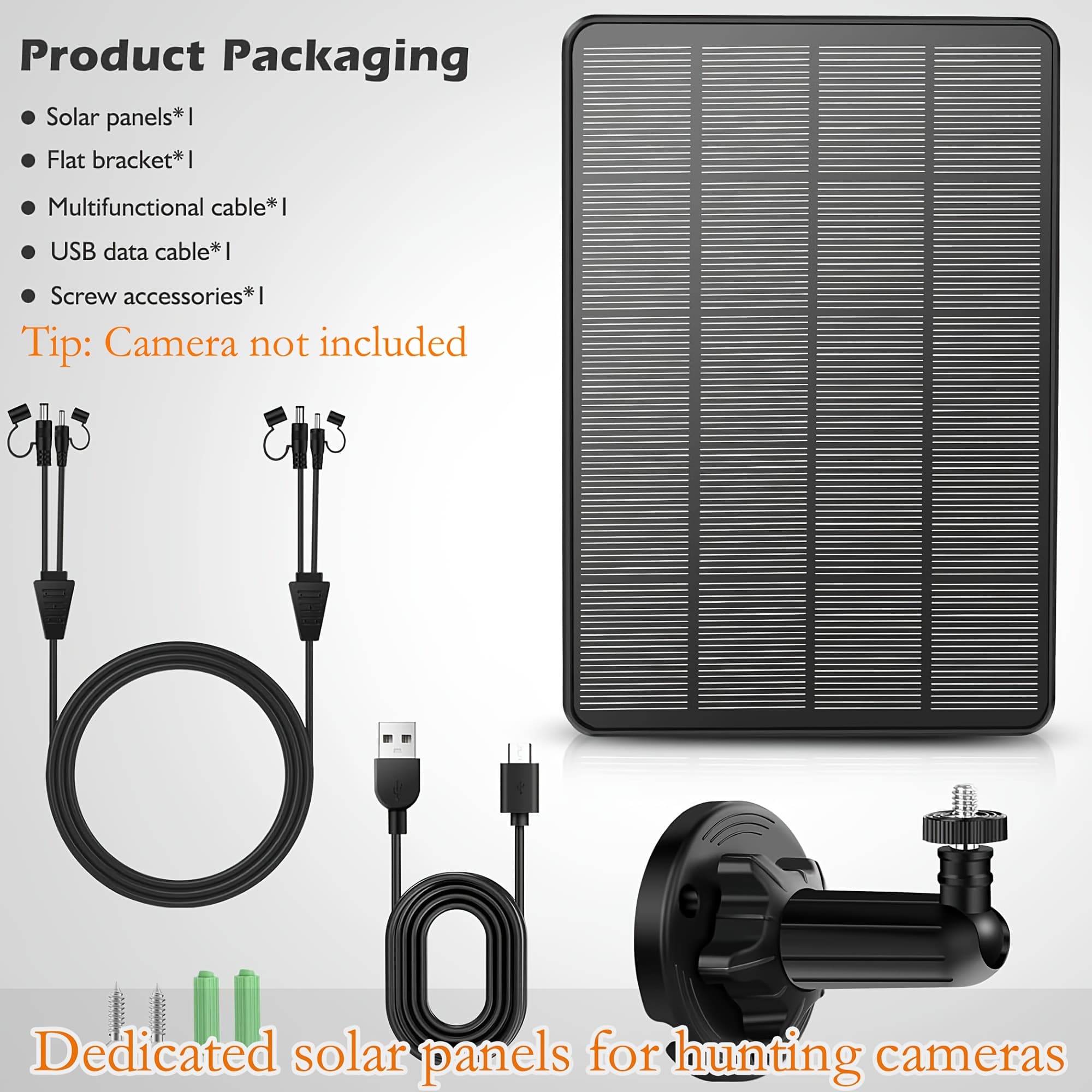 TEMU Trail Cameras Solar Panel 12v/1a 6v/2a, With Build-in 5000mah Rechargeable Lithium Battery, Waterproof Hunting Accessory Compatible With Hunting Game Cameras Or Deer Feeder