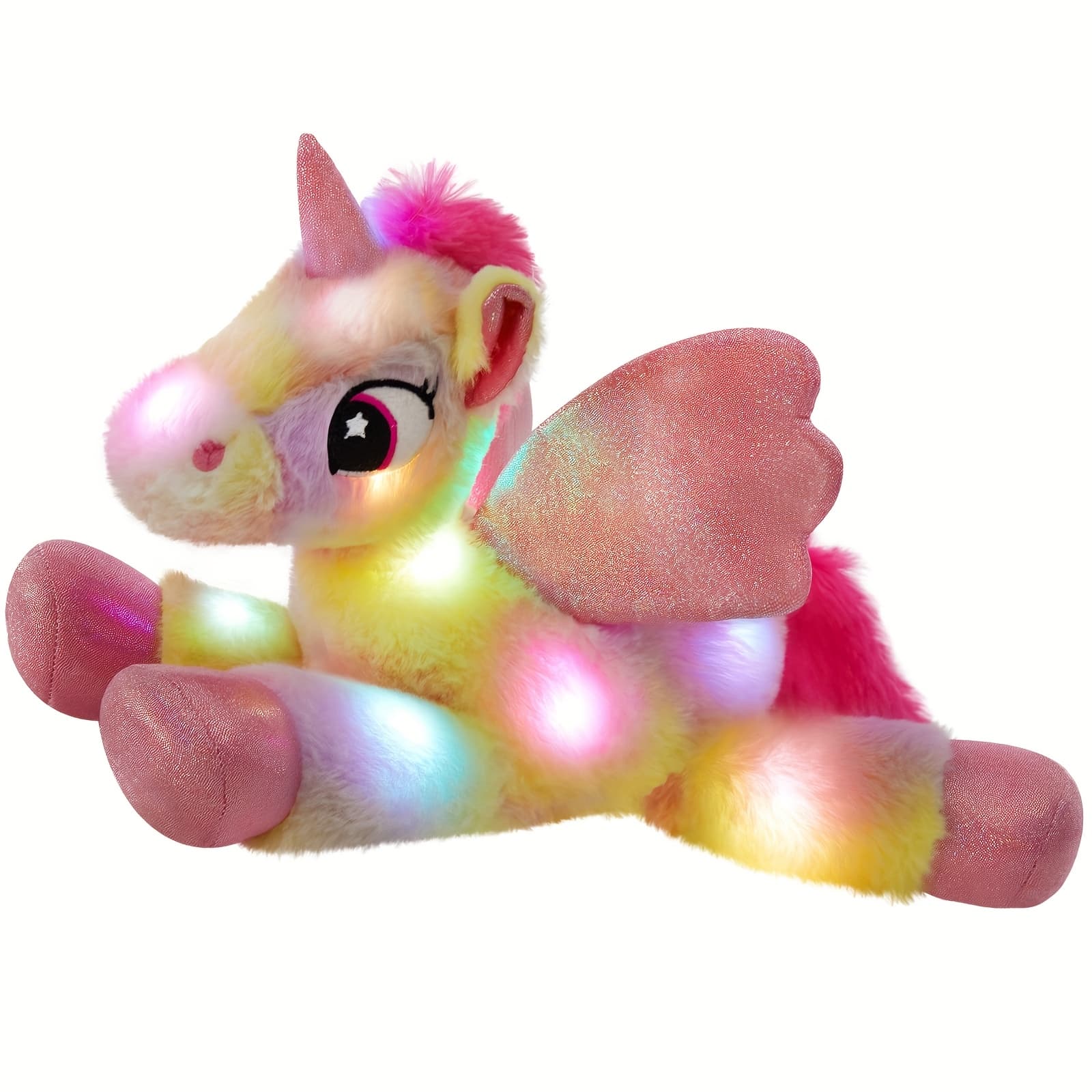 TEMU Music Glowing Plush Toy, Glowing Unicorn Stuffed Animal Doll, Ideal Birthday Gift For Children, Companion Doll For Children, Suitable For Decoration In Rooms And Parties