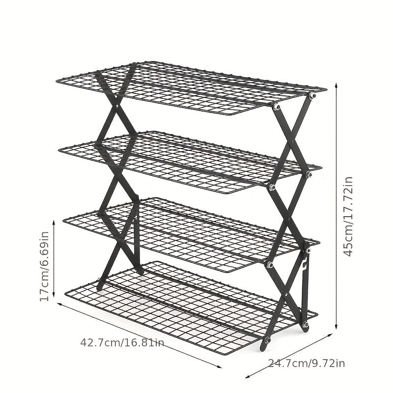 TEMU 4 -tier Foldable Cooling Rack For Baking - Perfect For , | Durable Metal, Food-safe | Ideal For Drying & Baking | Kitchen Must-have Tool