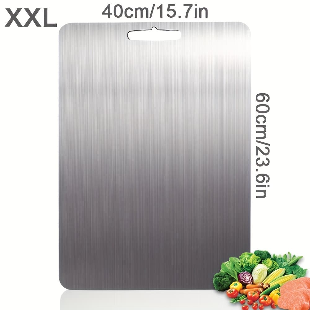 TEMU 1/2pcs Heavy-duty Stainless Steel Cutting Board With Non-slip Surface And Rounded Edges - Double-sided For Meat Vegetables Fruits