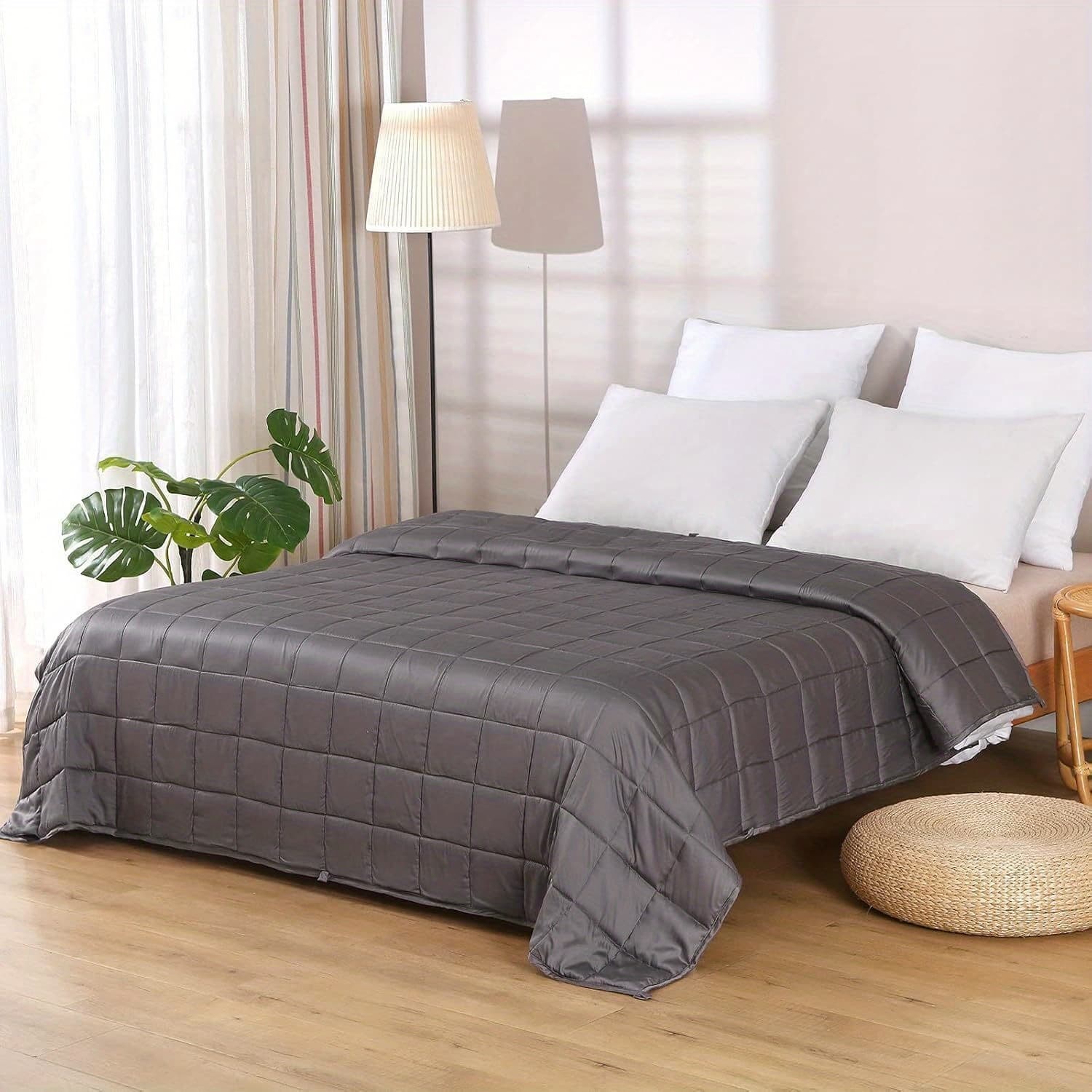 TEMU Cooling Weighted Blanket For Adults, Breathable Bamboo Fabric, Soft Heavy Blanket With Beads