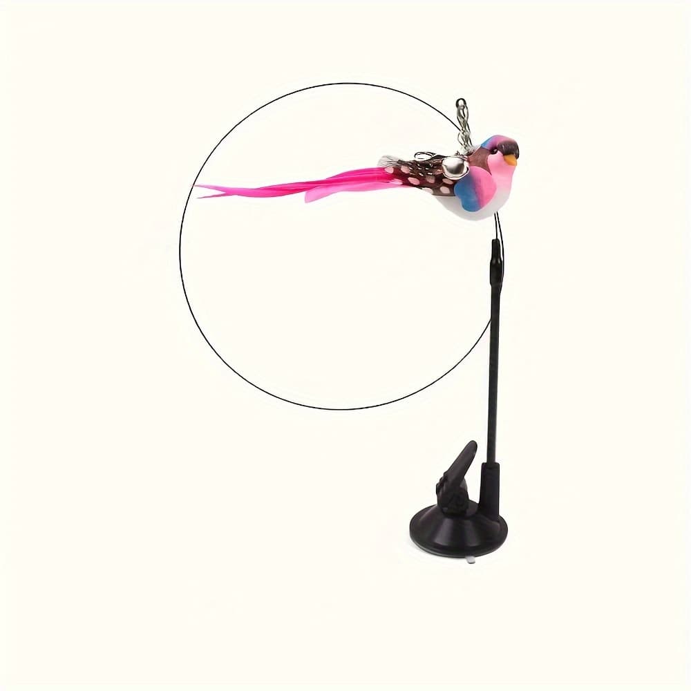 TEMU 1pc Strong Suction Cup Cat Teaser Wand And Detachable Artificial Design, Suitable For Indoor Pet Cats Play