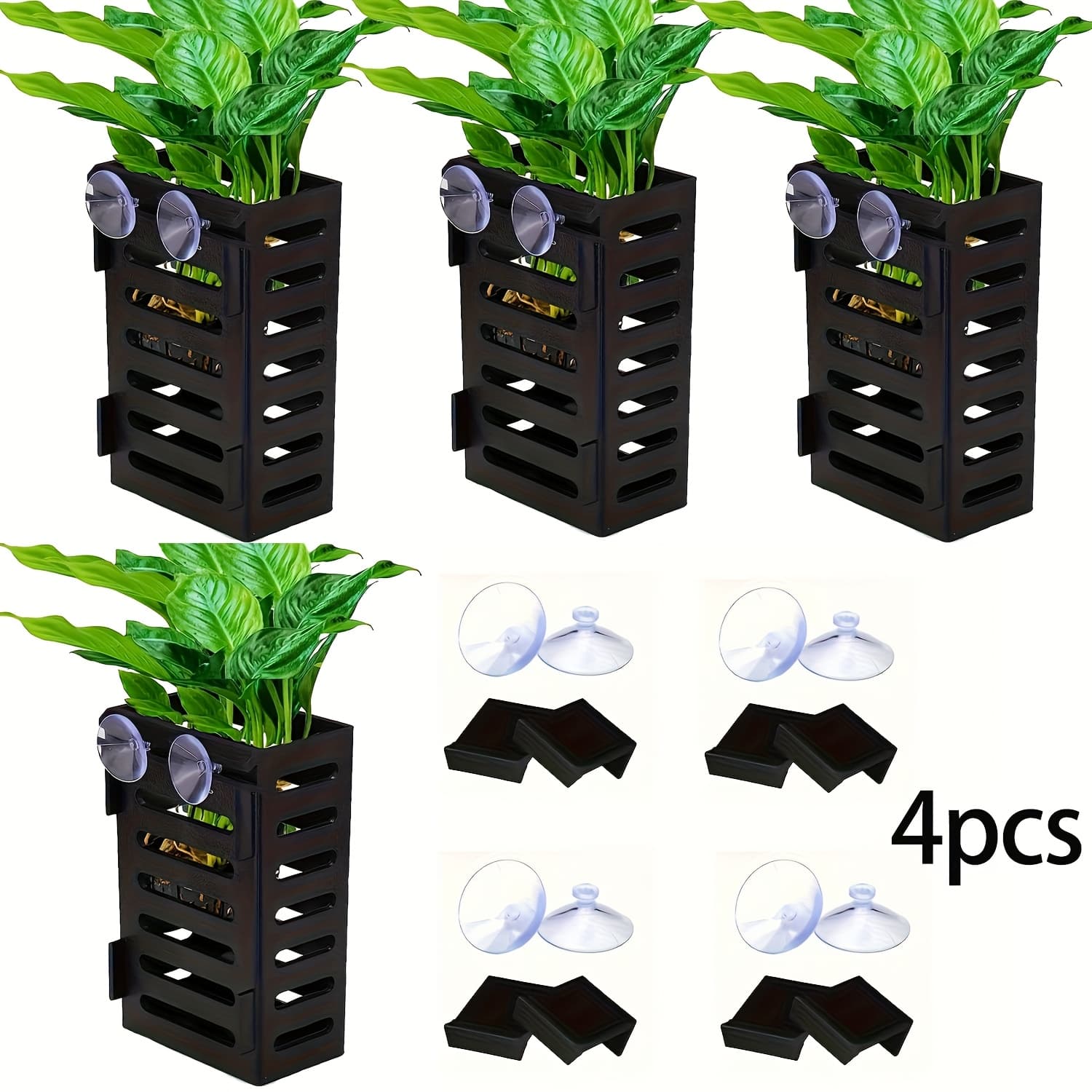 TEMU 2pcs/4pcs Hanging Aquarium Planter Cups, Aquatic Plants Holder, Aquarium Planter Cup, Aquarium Decorations Plants Pot And Fish Tank Plants Pot For Live Aquarium Decor