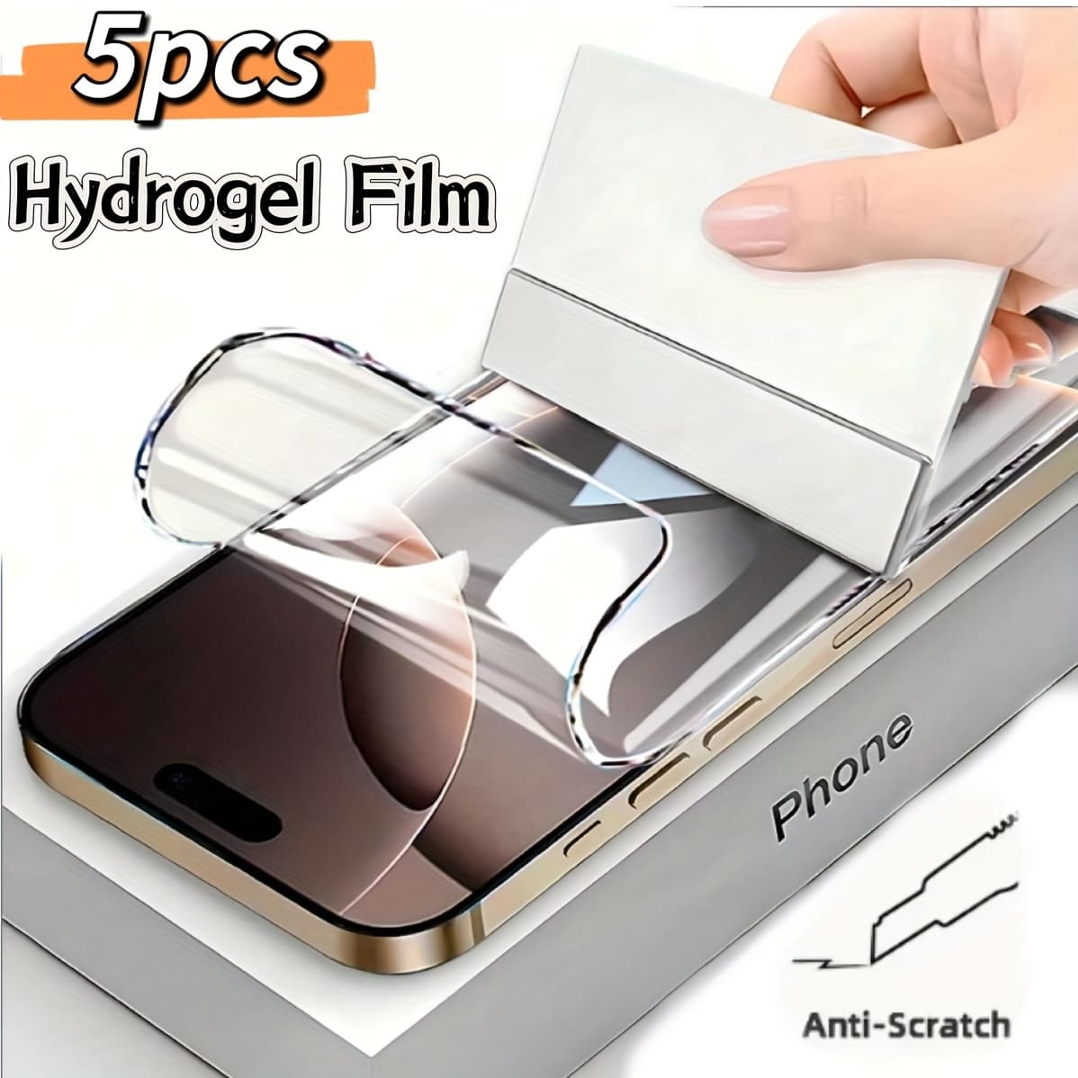 TEMU 5pcs Hd Tpu Hydrogel Screen Protector For Iphone 17 Pro Max/17 Pro/17/16 Pro/16 Pro Max/15 Pro/15/14 Pro/14 Pro Max/13/13 Pro/12 Pro/12/11/plus, Anti-scratch, Anti-fingerprint, Full Coverage