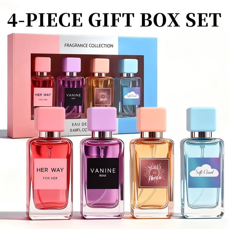 TEMU 4pcs Women's Luxury Perfume Gift Set - Edp Long-lasting Floral Scent Perfume Suitable For Dating, Parties & Special Occasions, 4 Different Scents (0.68oz Each), Holiday Gift For Her