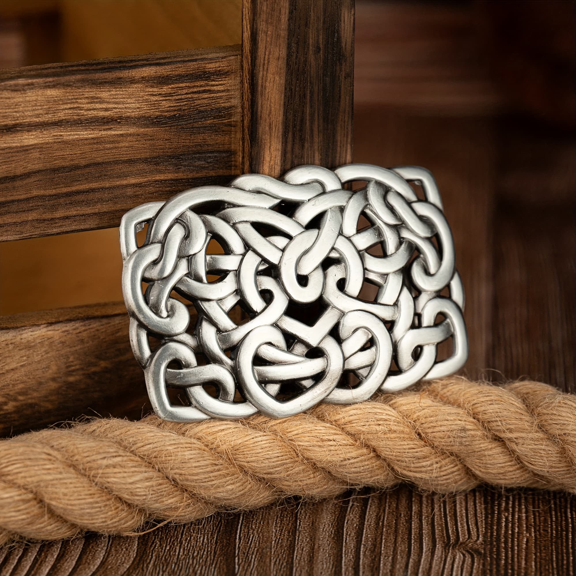 TEMU 1 Vintage Western Men's Novelty Belt | Viking Style, Alloy, Silvery Grey, Square Button, Non-textile Material, Ideal For Gifting