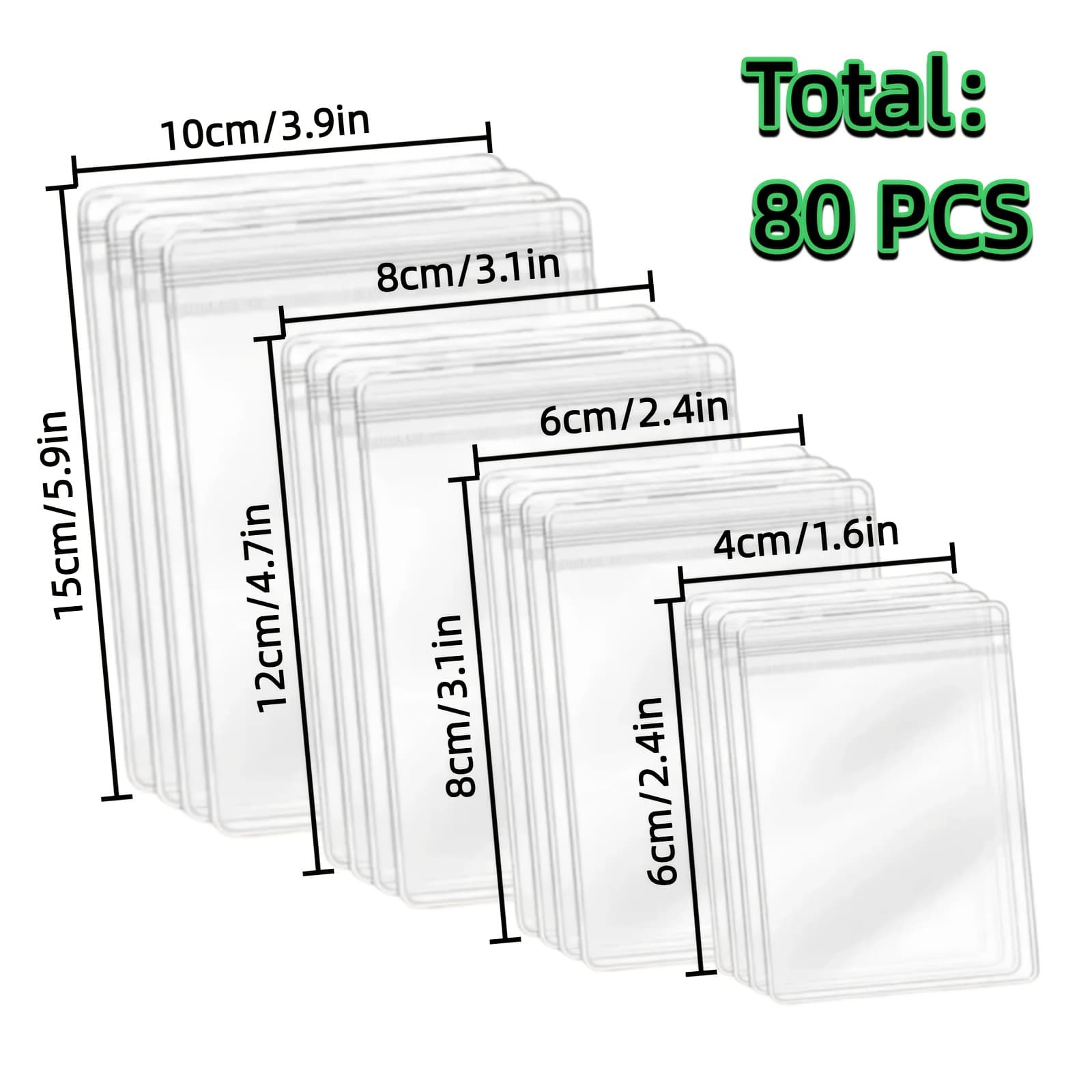 TEMU 40/80 High-, High-brightness Self-sealing Jewelry Packaging Bags, Multi-functional Transparent Jewelry Storage Bags, -purpose Item Classification Bags, In 4 Sizes: S, M, L, And Xl