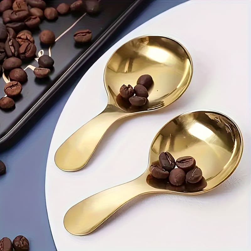 TEMU 2pcs Stainless Steel For Canisters With Short Handle, Silvery Mini Feed Spoon For Ice Cream Melon Baller, Short Handle Spoon For Tea Condiments Dessert Coffee Scoop Stirring Spoon
