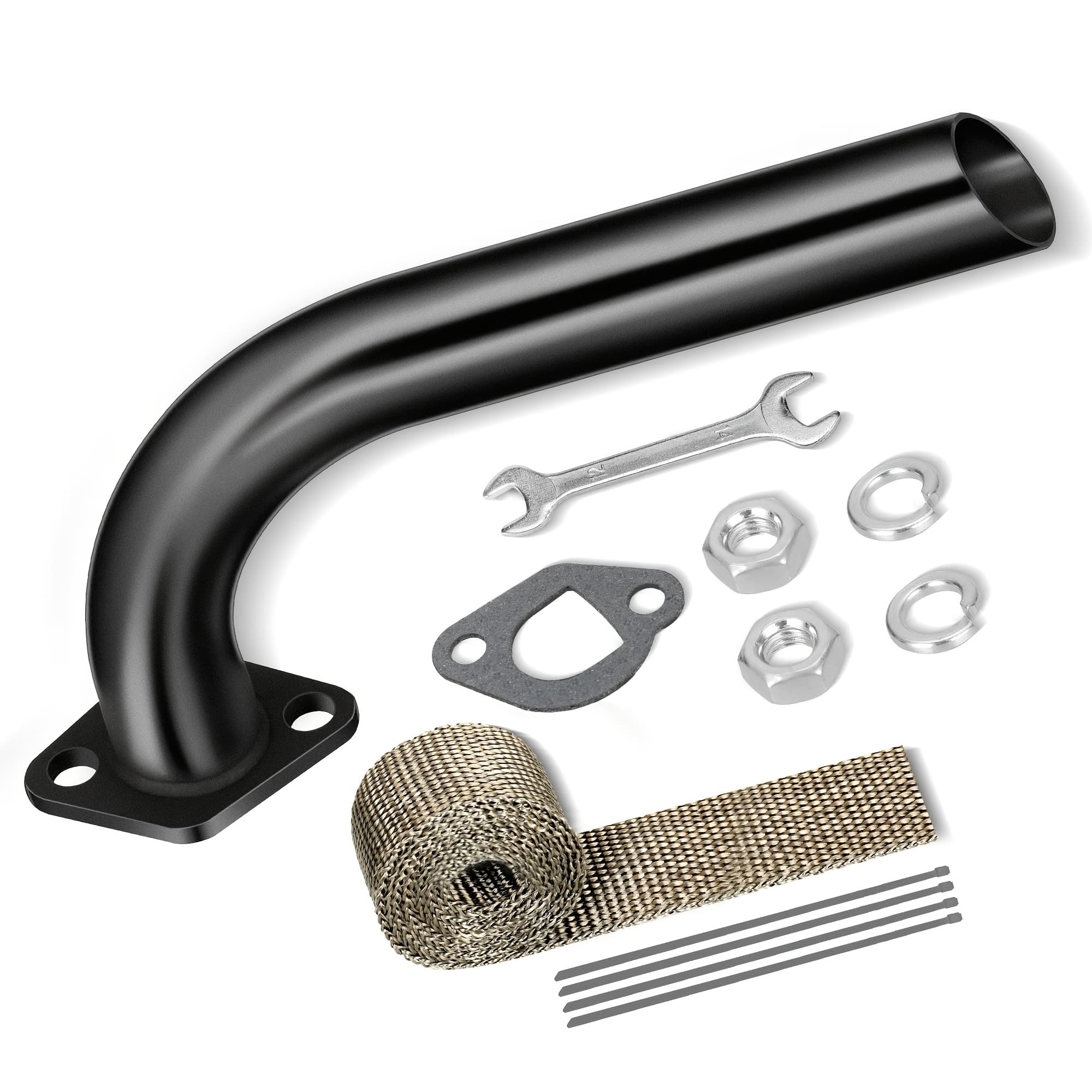 TEMU Mini Bike Exhaust Pipe Kit For 224cc 196cc Ct200u Bt200x Ct200u-ex 6.5hp Gx200 Small Engine Warrior Massimo Mb200 Go Kart Parts Black
