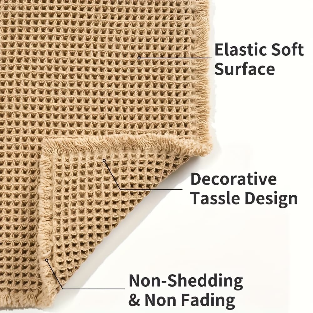 TEMU Waffle Bath Mat Rug, Super Absorbent Non Slip Bath Mats For Bathroom Mat Ultra Soft Bathmat Machine Washable Bathroom Rugs With Tassels, Bath Rugs For Bathroom Floor Tub, 17" X 24"