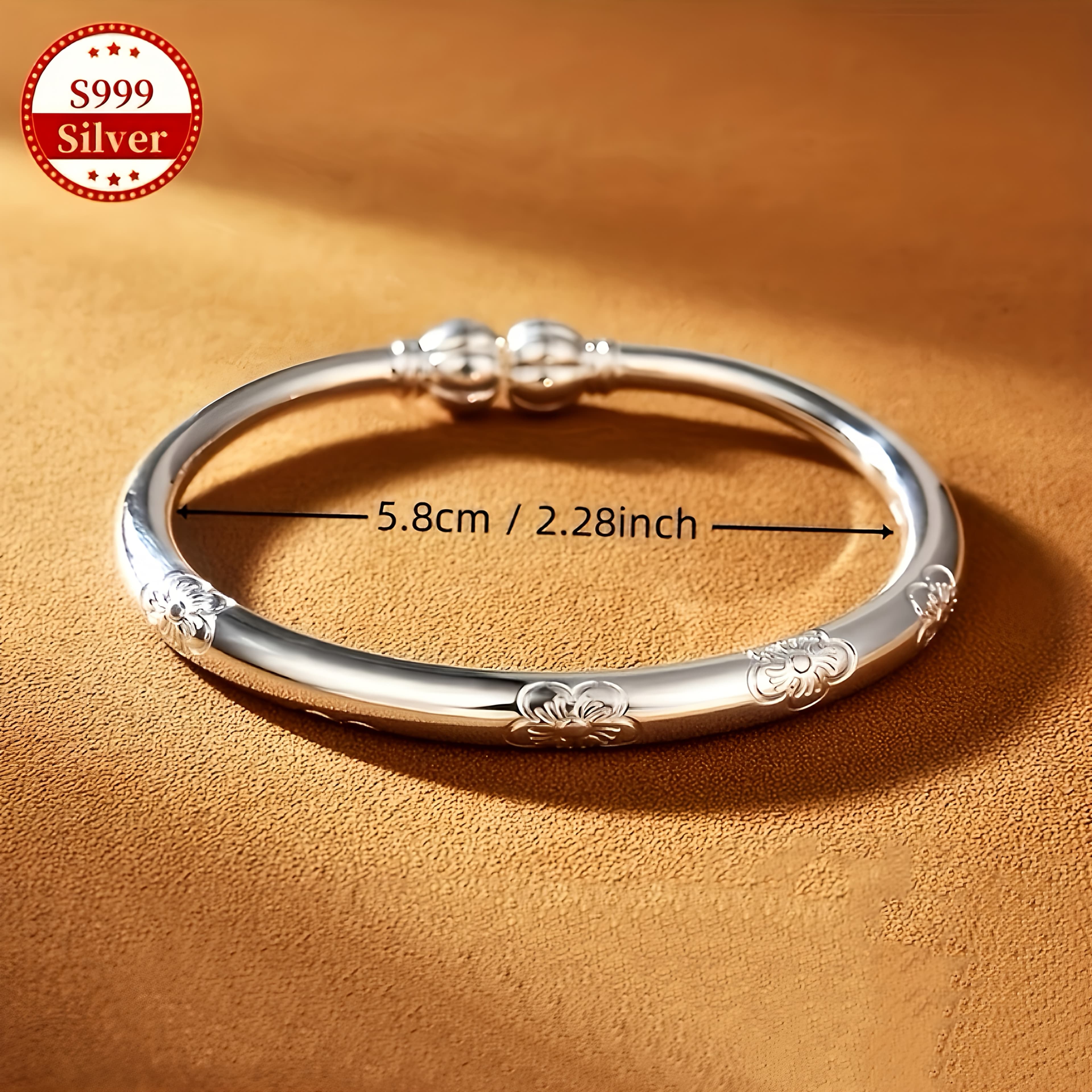 TEMU Simple Tribal Style S999 Sterling Silver Bracelet, Suitable For Women' Wear & Gift , Ideal For , For All