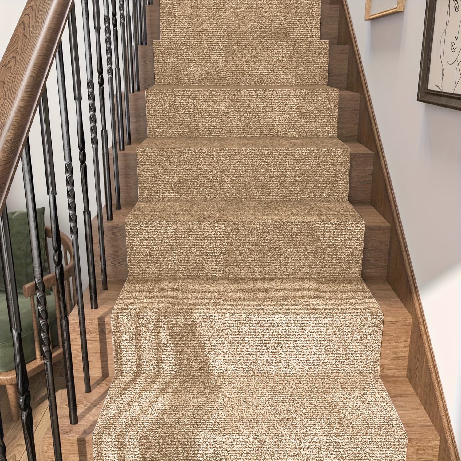 TEMU 1roll Durable Non-slip Striped Runner Mat | Machine Washable Polyester Mat For Hallway, Kitchen, Living Room, Garage, Patio - Black With , Easy To Clean, Decorative Floor Covering, Votudx