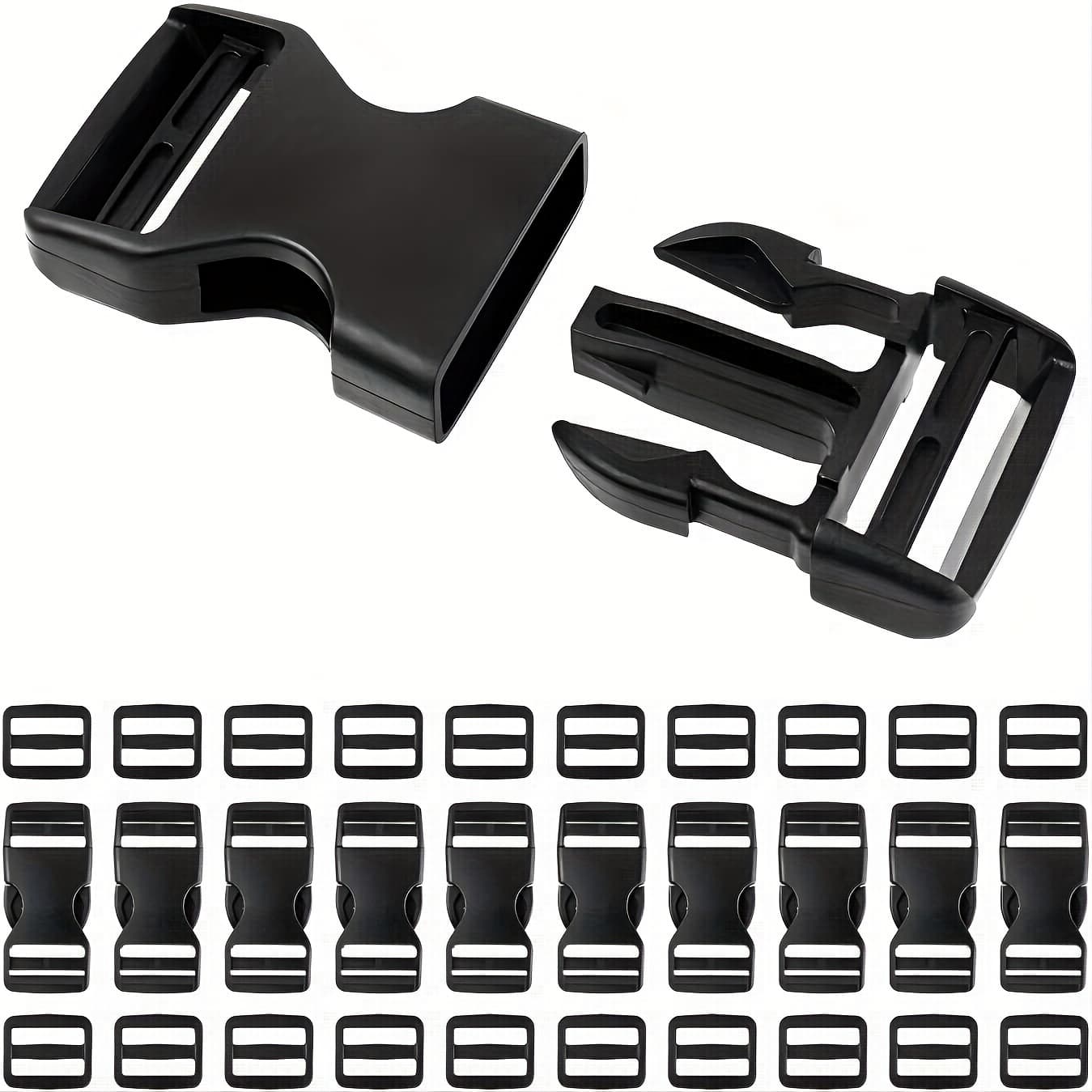 TEMU 10 Sets 1 Inch (. 2.5 Cm) Straps With 20pcs Tri-slide Sliding Clips, Quick Release Plastic Clips, Suitable For 1 Inch (. 2.5 Cm) Wide Nylon Webbing Canvas Straps Black
