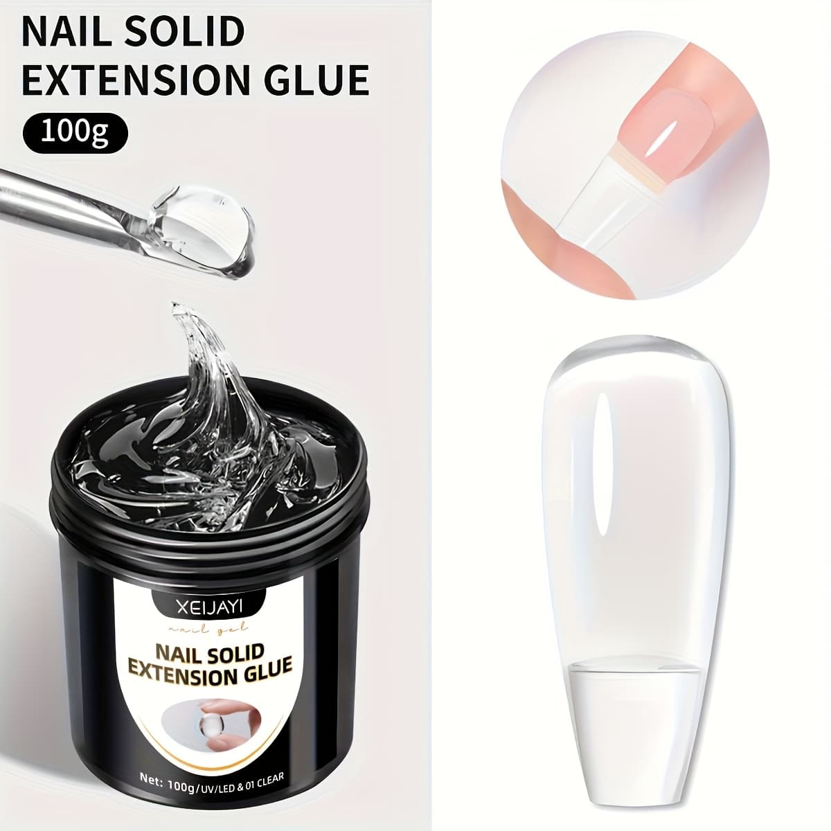 TEMU Xeijayi 1pc 100g Transparent Soft Nail Tips Gel Polish For False Nails Glue Nail Extension Function Design Manicure Tools Local Warehouse