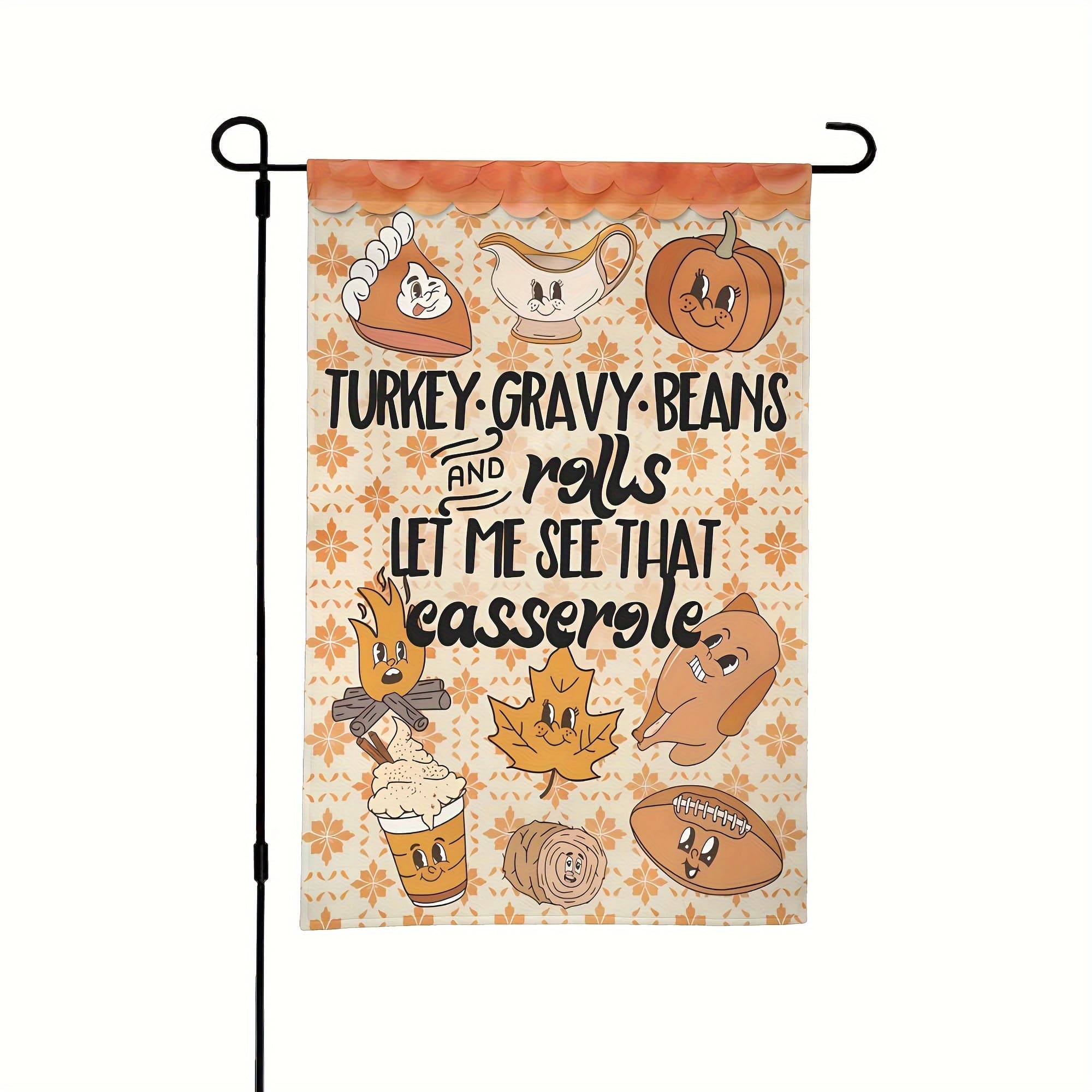 TEMU Thanksgiving Garden Flag - Double-sided Print, Pumpkin & Fall , Polyester Fabric, No Electricity Needed, Durable And Fade-resistant For Outdoor Decor, 12x18 Inches
