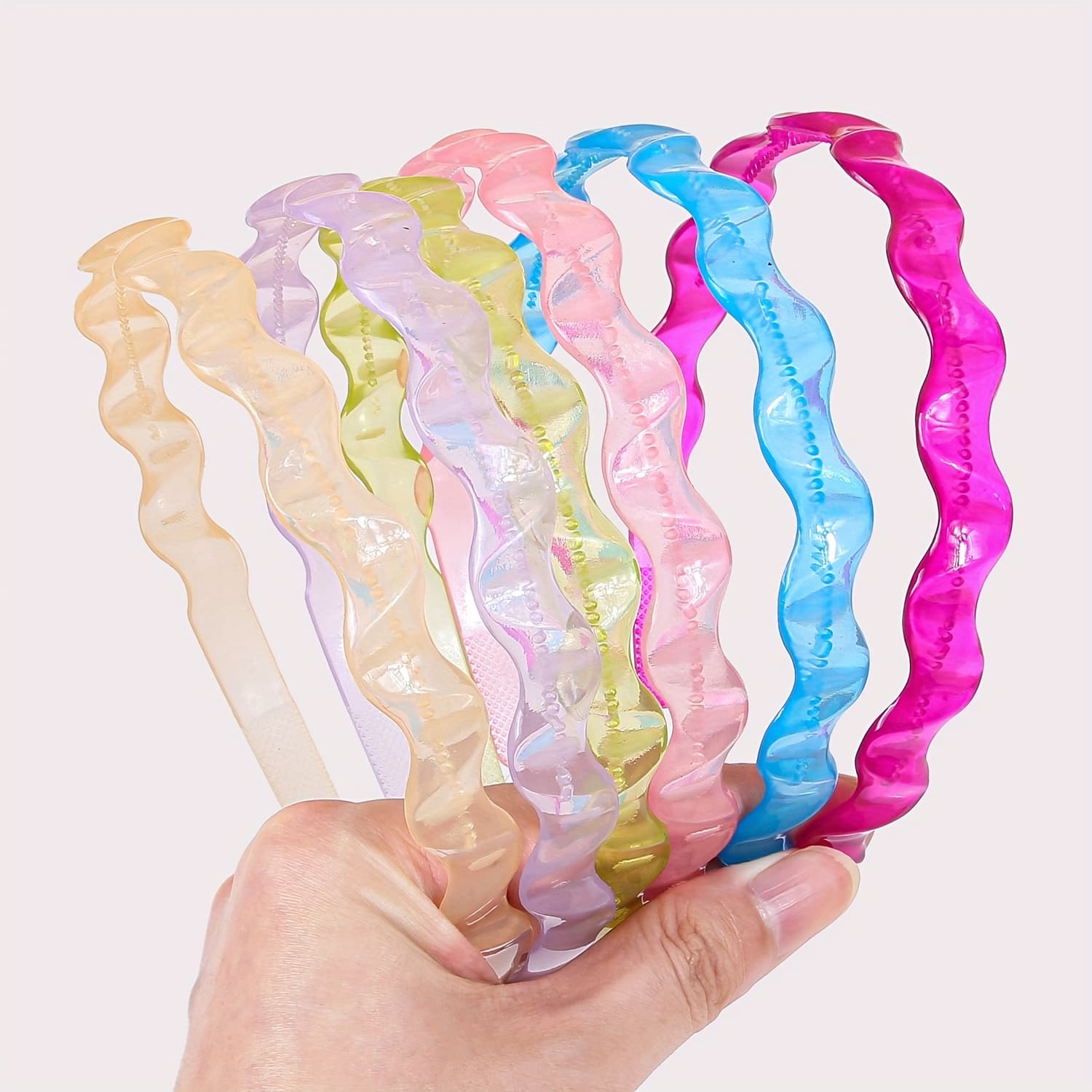 TEMU 6 New Candy-colored Wave Hairbands For Women With Teeth, Non-slip Solid Color Headbands For Face Washing And Makeup Additions